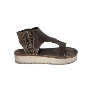 BED STU Women's Zoe II Backstrap Destressed Brown Leather Platform Sandals 9.5